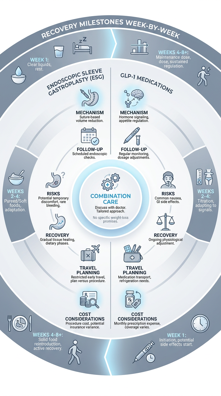 Endoscopic Sleeve Gastroplasty vs. GLP-1 Medications: How to Compare Your Options — infographic